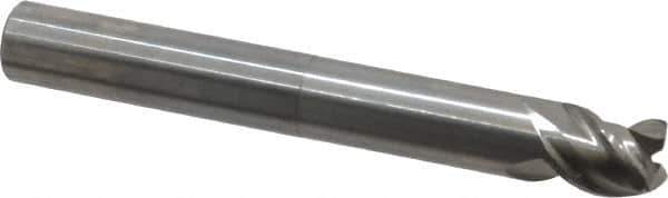 OSG - 1/2", 3 Flute, Single End, Solid Carbide, 0.02" Corner Radius End Mill - 4" OAL, 45° Helix, Right Hand Flute, 1/2" LOC, Right Hand Cut, 2-1/8" Extended Reach - USA Tool & Supply
