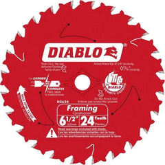 Freud - 6-1/2" Diam, 5/8" Arbor Hole Diam, 24 Tooth Wet & Dry Cut Saw Blade - Carbide-Tipped, Standard Round Arbor - USA Tool & Supply