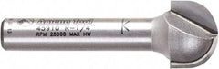 Amana Tool - 1/2" Cut Diam, 3/8" Length of Cut, 2 Flute Core Box Edge Profile Router Bit - Carbide-Tipped, 1/4" Shank Diam, 1-1/2" OAL, Uncoated - USA Tool & Supply