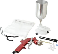 DeVilbiss - Gravity Feed High Volume/Low Pressure Paint Spray Gun - 1L Capacity, 30 Max psi, 16 Max CFM, For Adhesives, Enamels, Epoxies, Lacquers, Latex, Polyurethanes, Primers, Sealers, Stains, Varnishes - USA Tool & Supply