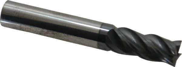 SGS - 3/8", 7/8" LOC, 3/8" Shank Diam, 2-1/2" OAL, 4 Flute, Solid Carbide Square End Mill - Single End, AlTiN Finish, Spiral Flute, Variable° Helix, Right Hand Cut, Right Hand Flute, Series Z1 - USA Tool & Supply