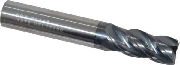 SGS - 7/16", 1" LOC, 7/16" Shank Diam, 2-3/4" OAL, 4 Flute, Solid Carbide Square End Mill - Single End, AlTiN Finish, Spiral Flute, Variable° Helix, Right Hand Cut, Right Hand Flute, Series Z1 - USA Tool & Supply