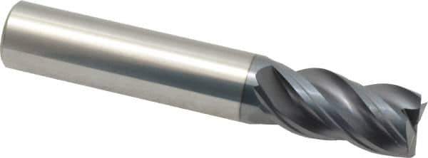 SGS - 1/2", 1" LOC, 1/2" Shank Diam, 3" OAL, 4 Flute, Solid Carbide Square End Mill - Single End, AlTiN Finish, Spiral Flute, Variable° Helix, Right Hand Cut, Right Hand Flute, Series Z1 - USA Tool & Supply