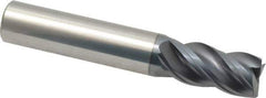 SGS - 1/2", 1" LOC, 1/2" Shank Diam, 3" OAL, 4 Flute, Solid Carbide Square End Mill - Single End, AlTiN Finish, Spiral Flute, Variable° Helix, Right Hand Cut, Right Hand Flute, Series Z1 - USA Tool & Supply