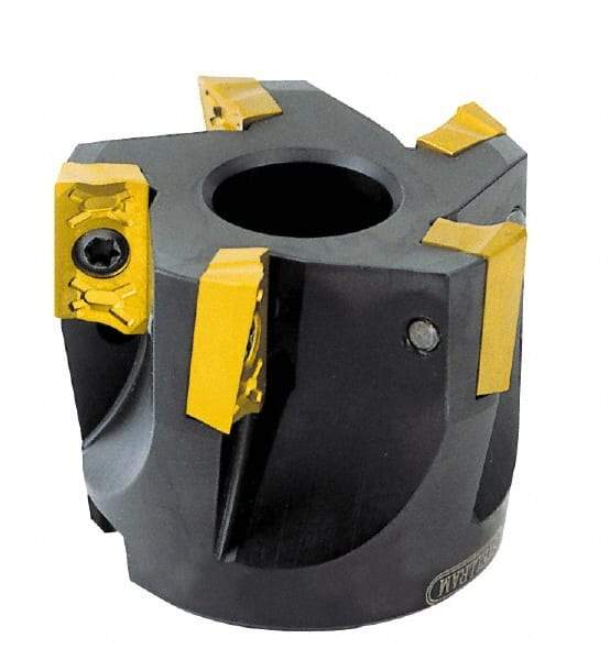 Kennametal - 2" Cut Diam, 3/4" Arbor Hole, 0.3" Max Depth of Cut, 42° Indexable Chamfer & Angle Face Mill - 6 Inserts, OD 04 Insert, Right Hand Cut, 6 Flutes, Through Coolant, Series 7745 VOD 04 - USA Tool & Supply