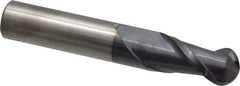 Accupro - 1/2" Diam, 1" LOC, 2 Flute Solid Carbide Ball End Mill - AlTiN Finish, Single End, 3" OAL, 1/2" Shank Diam, Spiral Flute - USA Tool & Supply