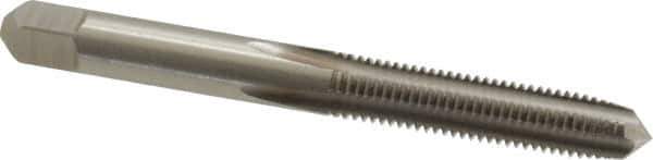 Kennametal - 1/4-28 UNF 3B 4 Flute Bright Finish High Speed Steel Straight Flute Standard Hand Tap - Plug, Left Hand Thread, 2-1/2" OAL, 1" Thread Length, H3 Limit, Oversize - Exact Industrial Supply