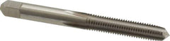 Kennametal - 1/4-28 UNF 3B 4 Flute Bright Finish High Speed Steel Straight Flute Standard Hand Tap - Plug, Left Hand Thread, 2-1/2" OAL, 1" Thread Length, H3 Limit, Oversize - Exact Industrial Supply