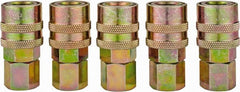 Value Collection - 5 Piece 1/4" Body 1/4 NPT 215 psi Steel Industrial Pneumatic Coupling Plug Set - USA Tool & Supply