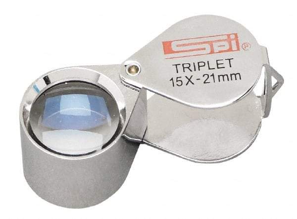 SPI - 15x Magnification, 53/64 Inch Lens Diameter, Triplet Lens Loupe - 1 Lens - USA Tool & Supply