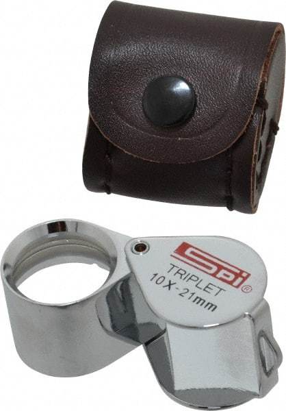 SPI - 10x Magnification, 53/64 Inch Lens Diameter, Triplet Lens Loupe - 1 Lens - USA Tool & Supply