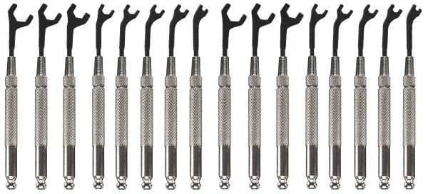Moody Tools - 16 Piece, 5/64" to 5/16" (2.5mm to 7mm), Open End Wrench Set - Inch/Metric Measurement Standard, Black Oxide Finish, Comes in Canvas Roll - USA Tool & Supply