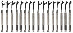 Moody Tools - 16 Piece, 5/64" to 5/16" (2.5mm to 7mm), Open End Wrench Set - Inch/Metric Measurement Standard, Black Oxide Finish, Comes in Canvas Roll - USA Tool & Supply