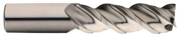 Minicut International - 5/8", 3 Flute, Single End, Powdered Metal, Corner Chamfer End Mill - 3-3/4" OAL, 43.5° Helix, Right Hand Flute, 1-5/8" LOC, Right Hand Cut - USA Tool & Supply