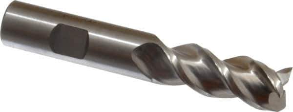 Minicut International - 5/8", 3 Flute, Single End, Powdered Metal, Corner Chamfer End Mill - 3-3/4" OAL, 43.5° Helix, Right Hand Flute, 1-5/8" LOC, Right Hand Cut - USA Tool & Supply