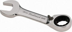 Blackhawk by Proto - 18mm 12 Point Combination Wrench - 15° Head Angle, 5-3/16" OAL, Steel, Chrome Finish - USA Tool & Supply