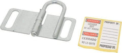 Master Lock - Single Jaw, 1" Jaw Diam, 4 PadLocks, Steel Lockout Hasp - Fold-Over with Slot, 3-1/4" Long, Silver - USA Tool & Supply