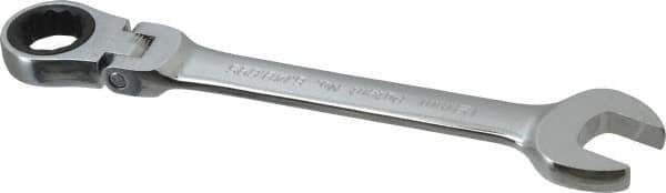 Blackhawk by Proto - 19mm 12 Point Flexhead Combination Wrench - 15° Head Angle, 8-1/2" OAL, Steel, Chrome Finish - USA Tool & Supply