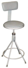 NPS - 16.8" Wide x 16.8" Deep x 24 to 28" High, Fixed Base, Adjustable Height Swivel Stool - Vinyl Seat, Gray - USA Tool & Supply