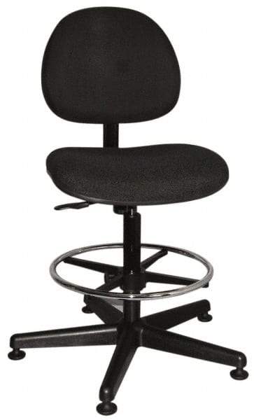 Bevco - Swivel Stool - 18" Wide x 18" Deep, Woven Fabric Seat, Black - USA Tool & Supply