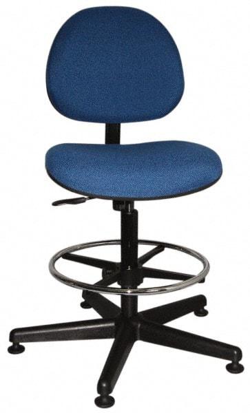 Bevco - Swivel Stool - 18" Wide x 18" Deep, Woven Fabric Seat, Blue - USA Tool & Supply