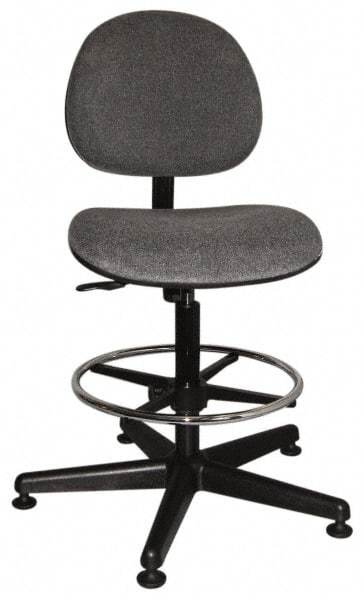 Bevco - Swivel Stool - 18" Wide x 18" Deep, Woven Fabric Seat, Gray - USA Tool & Supply