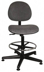 Bevco - Swivel Stool - 18" Wide x 18" Deep, Woven Fabric Seat, Gray - USA Tool & Supply