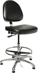 Bevco - ESD Swivel Stool with Back Rest - 20" Wide x 18" Deep, Vinyl Seat, Black - USA Tool & Supply