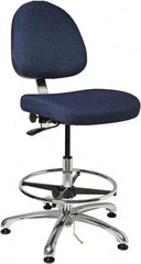 Bevco - ESD Swivel Stool with Back Rest - 20" Wide x 18" Deep, Fabric Mesh Seat, Navy - USA Tool & Supply