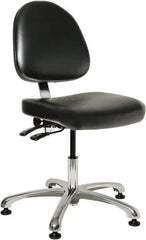 Bevco - Pneumatic Height Adjustable Chair - 20" Wide x 18" Deep, Vinyl Seat, Black - USA Tool & Supply