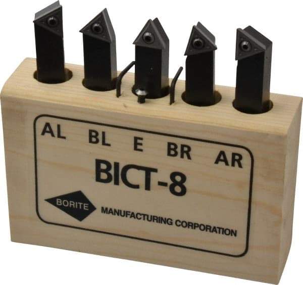 Borite - 3/8 Inch Inscribed Circle, 1/2 Inch Shank Square, AL, AR, BL, BR and E Toolholder Style, Indexable Insert Tool Bit Set - TT Insert Style Compatibility - USA Tool & Supply