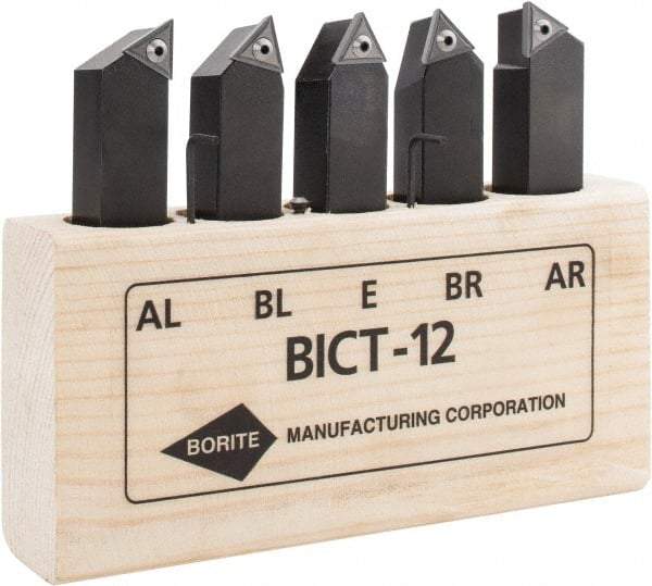 Borite - 3/8 Inch Inscribed Circle, 3/4 Inch Shank Square, AL, AR, BL, BR and E Toolholder Style, Indexable Insert Tool Bit Set - TT Insert Style Compatibility - USA Tool & Supply