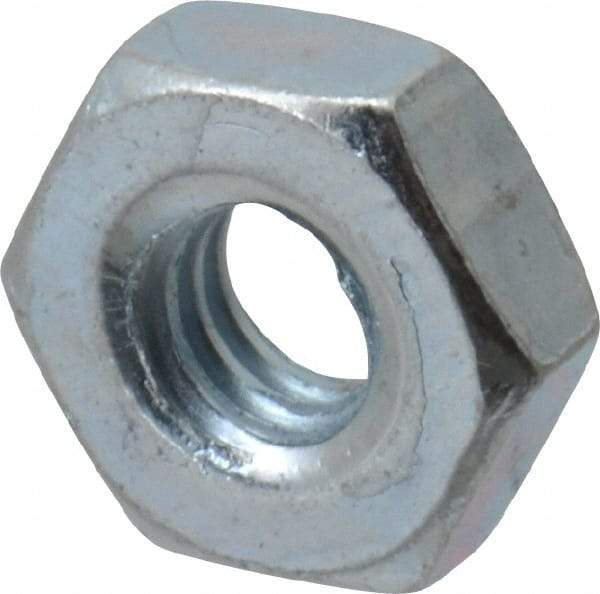 Value Collection - #8-32 UNC Steel Right Hand Hex Nut - 11/32" Across Flats, 1/8" High, Zinc-Plated Finish - USA Tool & Supply