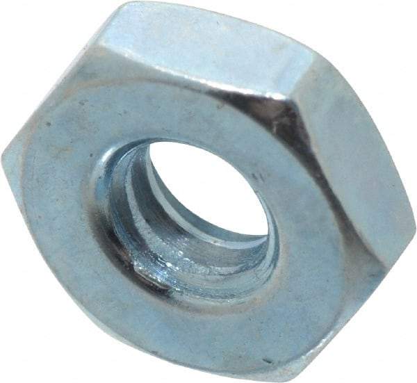 Value Collection - #10-24 UNC Steel Right Hand Hex Nut - 3/8" Across Flats, 1/8" High, Zinc-Plated Finish - USA Tool & Supply
