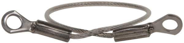 Made in USA - 6" Long, Stainless Steel Cable Eye & Eye End, Quick Release Pin Lanyard - 3/64" Cable Diam, 3/16" Hole Diam, Nylon Cable - USA Tool & Supply