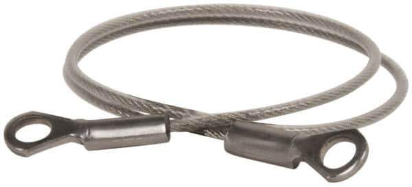 Made in USA - 12" Long, Stainless Steel Cable Eye & Eye End, Quick Release Pin Lanyard - 3/64" Cable Diam, 3/16" Hole Diam, Nylon Cable - USA Tool & Supply
