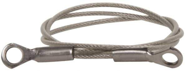 Made in USA - 18" Long, Stainless Steel Cable Eye & Eye End, Quick Release Pin Lanyard - 3/64" Cable Diam, 3/16" Hole Diam, Nylon Cable - USA Tool & Supply