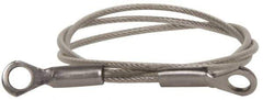 Made in USA - 18" Long, Stainless Steel Cable Eye & Eye End, Quick Release Pin Lanyard - 3/64" Cable Diam, 3/16" Hole Diam, Nylon Cable - USA Tool & Supply