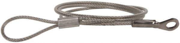 Made in USA - 12" Long, Stainless Steel Cable Loop & Eye End, Quick Release Pin Lanyard - 3/64" Cable Diam, 3/16" Hole Diam, Nylon Cable - USA Tool & Supply