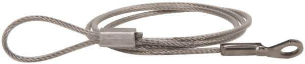 Made in USA - 18" Long, Stainless Steel Cable Loop & Eye End, Quick Release Pin Lanyard - 3/64" Cable Diam, 3/16" Hole Diam, Nylon Cable - USA Tool & Supply