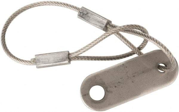 Made in USA - 6" Long, Stainless Steel Cable Loop & Tab with Hole End, Quick Release Pin Lanyard - 3/64" Cable Diam, 13/64" Hole Diam, Nylon Cable - USA Tool & Supply
