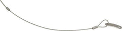 Made in USA - 12" Long, Stainless Steel Cable Loop & Tab with Hole End, Quick Release Pin Lanyard - 3/64" Cable Diam, 13/64" Hole Diam, Nylon Cable - USA Tool & Supply