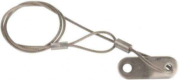 Made in USA - 18" Long, Stainless Steel Cable Loop & Tab with Hole End, Quick Release Pin Lanyard - 3/64" Cable Diam, 13/64" Hole Diam, Nylon Cable - USA Tool & Supply