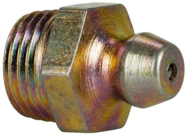 Value Collection - Straight Head Angle, 1/8 NPT Steel Thread-Forming Grease Fitting - 11.11mm Hex - USA Tool & Supply