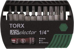 Wiha - 10 Piece, 1/4" Drive Screwdriver Torx Insert Bit Set - T7 to T40 Torx - USA Tool & Supply