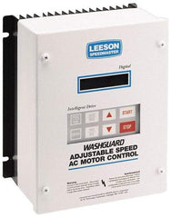 Leeson - Three Phase, 200-240 Volt, 7-1/2 hp, Frequency Drive, Inverter & Speed Control - 10.26" Wide x 8.35" Deep x 11-3/4" High, NEMA 4/12 - USA Tool & Supply