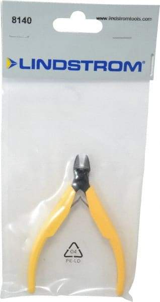 Lindstrom Tool - 4-3/8" OAL, 0.049" Capacity, Semi-Flush Diagonal Cutter - 3/8" Jaw Length, Tapered Head, Plastic Ergonomic Handle - USA Tool & Supply