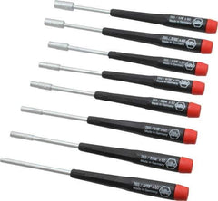Wiha - 8 Piece 3/32 to 1/4" Electronic Nutdriver Set - Standard Shaft, Ergonomic Handle - USA Tool & Supply