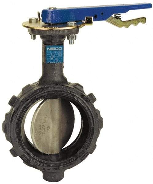 NIBCO - 2-1/2" Pipe, Wafer Butterfly Valve - Lever Handle, Ductile Iron Body, EPDM Seat, 250 WOG, Stainless Steel (CF8M) Disc, Stainless Steel Stem - USA Tool & Supply