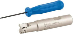 Iscar - 5/8" Cut Diam, 0.303" Max Depth of Cut, 5/8" Shank Diam, 3-1/4" OAL, Indexable Square Shoulder End Mill - HP AN.. 0702.. Inserts, Weldon Shank, 90° Lead Angle, Series Heliplus - USA Tool & Supply